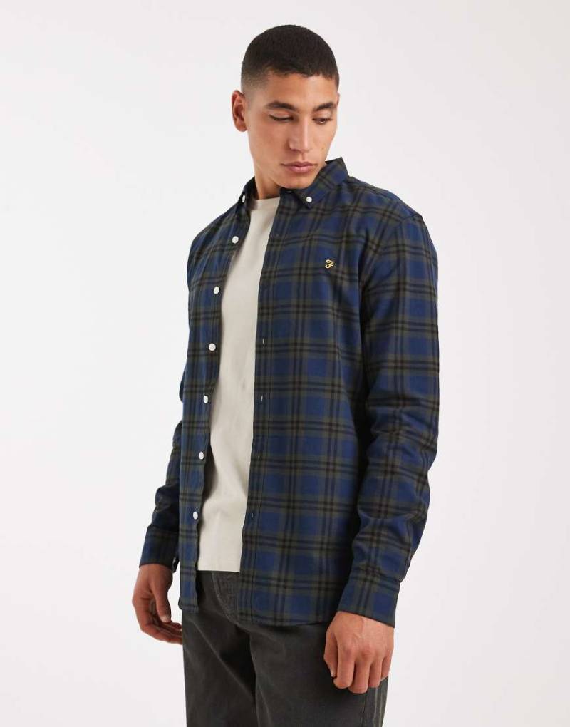 Farah - Brewer - Kariertes, langärmliges Hemd in Dunkelgrün von Farah