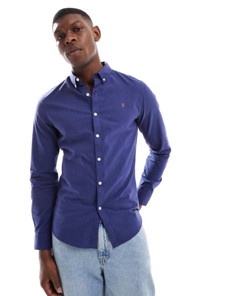 Farah - Brewer - Langärmliges Hemd in Blau von Farah