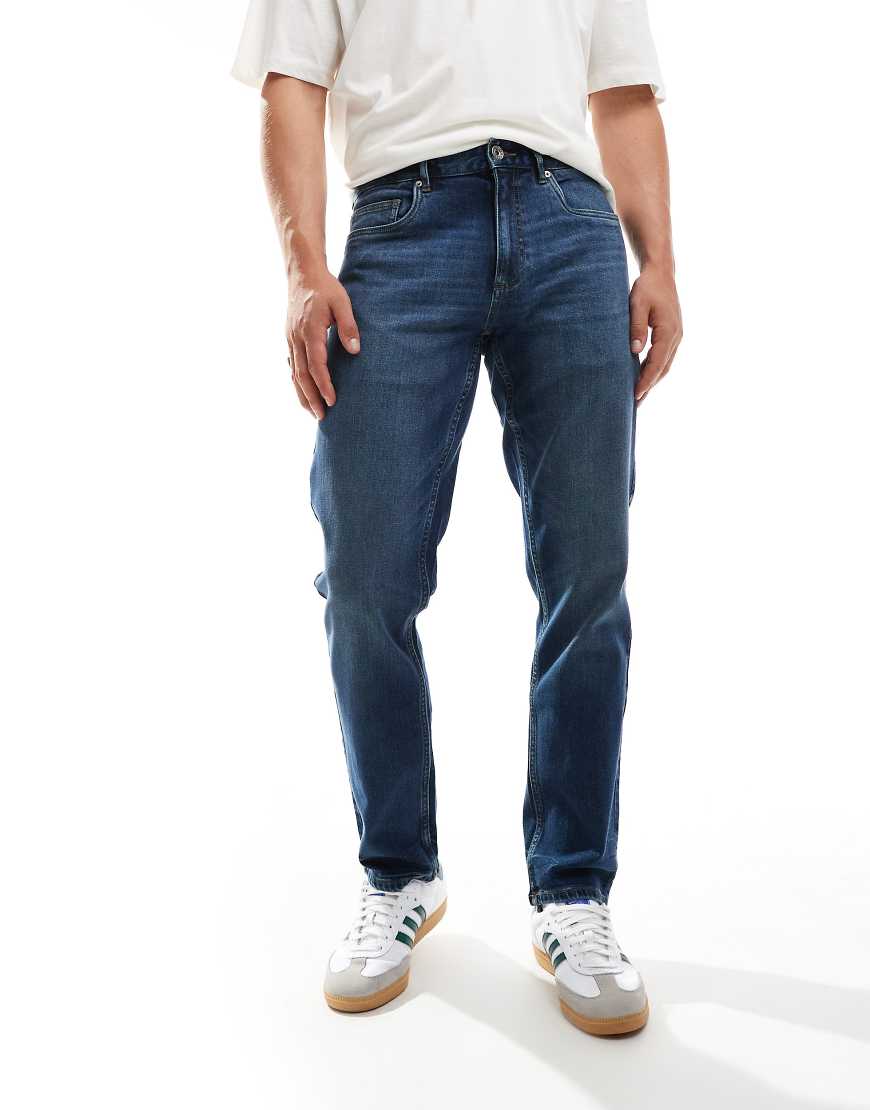 Farah - Elm - Schmal geschnittene Jeans in Denim-Waschung-Blau von Farah
