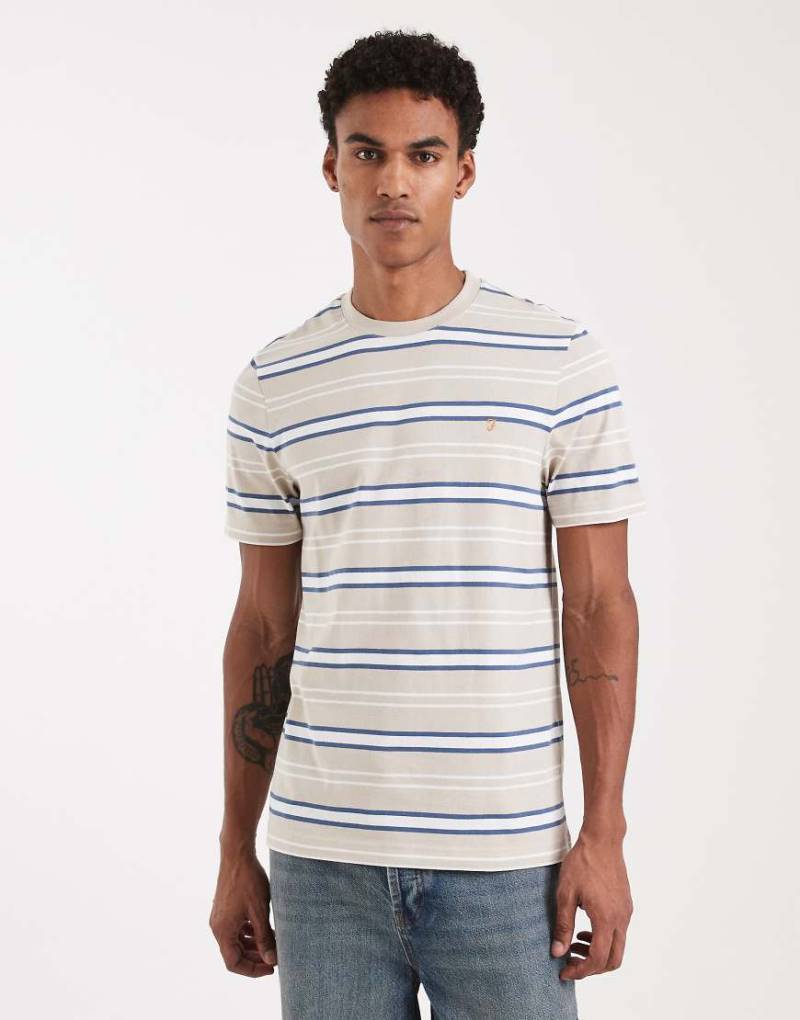 Farah - Elmswood - Gestreiftes T-Shirt in Cremeweiß von Farah