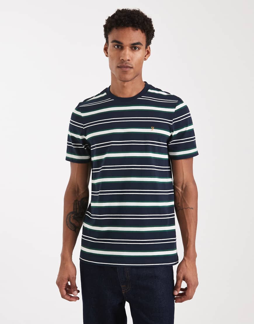 Farah - Elmswood - Gestreiftes T-Shirt in Marineblau von Farah