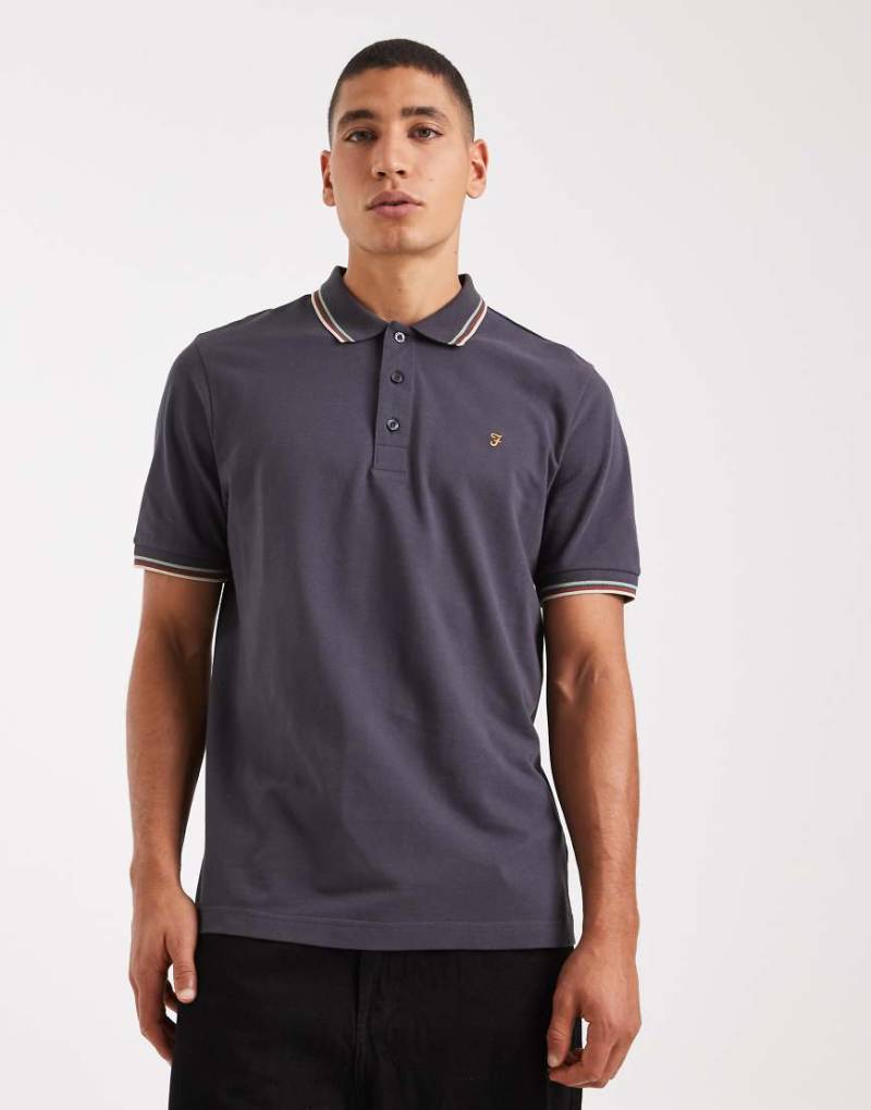 Farah - Elton - Polohemd in Anthrazit-Grau von Farah