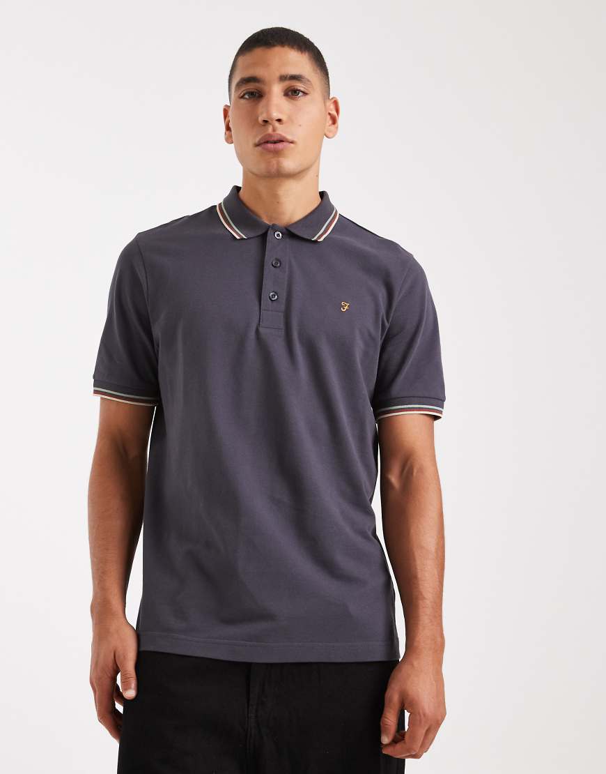 Farah - Elton - Polohemd in Anthrazit-Grau von Farah