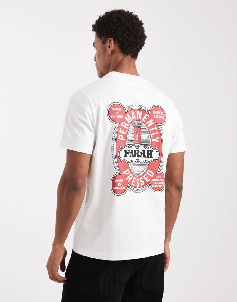 Farah - Hawthorne - T-Shirt in Weiß mit Print von Farah
