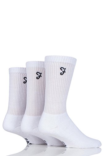 Farah Herren 3 Paar Classic Freizeit-Sportsocken - Weiß 40-46 von Farah