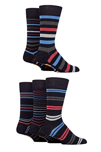 Farah Herren Argyle, Gemustert und gestreift Bambus Socken Packung 5 Marine/Blau/Beere Streifen 39-45 von Farah