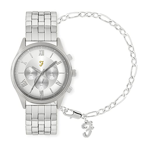 Farah Herren-Armbanduhr FAR4022-SET Analog Quarz mit Metallarmband, Blasssilber. von Farah