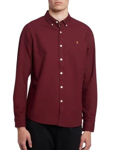 Farah Herren Brewer Hemd, Bordeaux, XL von Farah