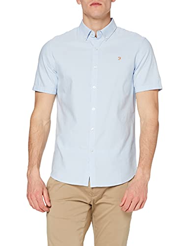 Farah Herren Brewer Slim Fit Baumwoll-Oxford Hemd, Himmelblau, S von Farah
