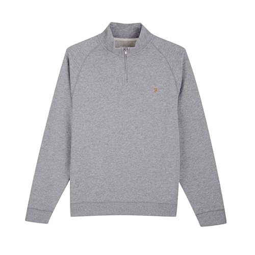 Farah Herren Jim 1/4 Zip Sweatshirt, Grey, X Small von Perry Ellis