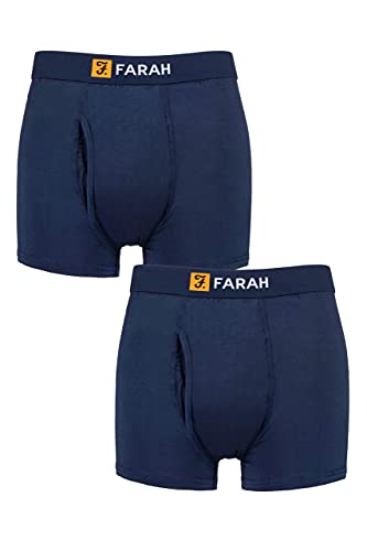 Farah Herren Klassisch Streifend und Schmucklos Bambus Schlüsselloch Trunks Packung 2 Streifen Marine XXL von Farah