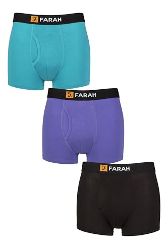 Farah Herren Trunks aus Bambus – 3er Pack weiche Boxershorts, atmungsaktiv, bequem, elastisch, umweltfreundlich, Alltagsunterwäsche, Größen S–XL Schwarz/Lila M von Farah