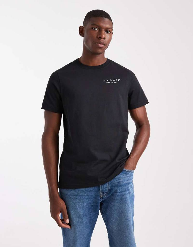 Farah - Landsdown - T-Shirt in Schwarz mit Grafik von Farah