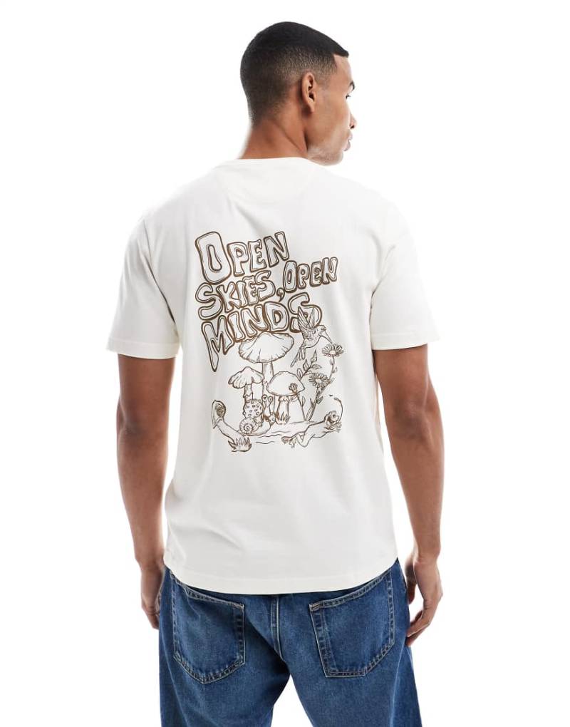 Farah - Normanton - T-Shirt in Beige mit Brust- und Rückenprint-Neutral von Farah