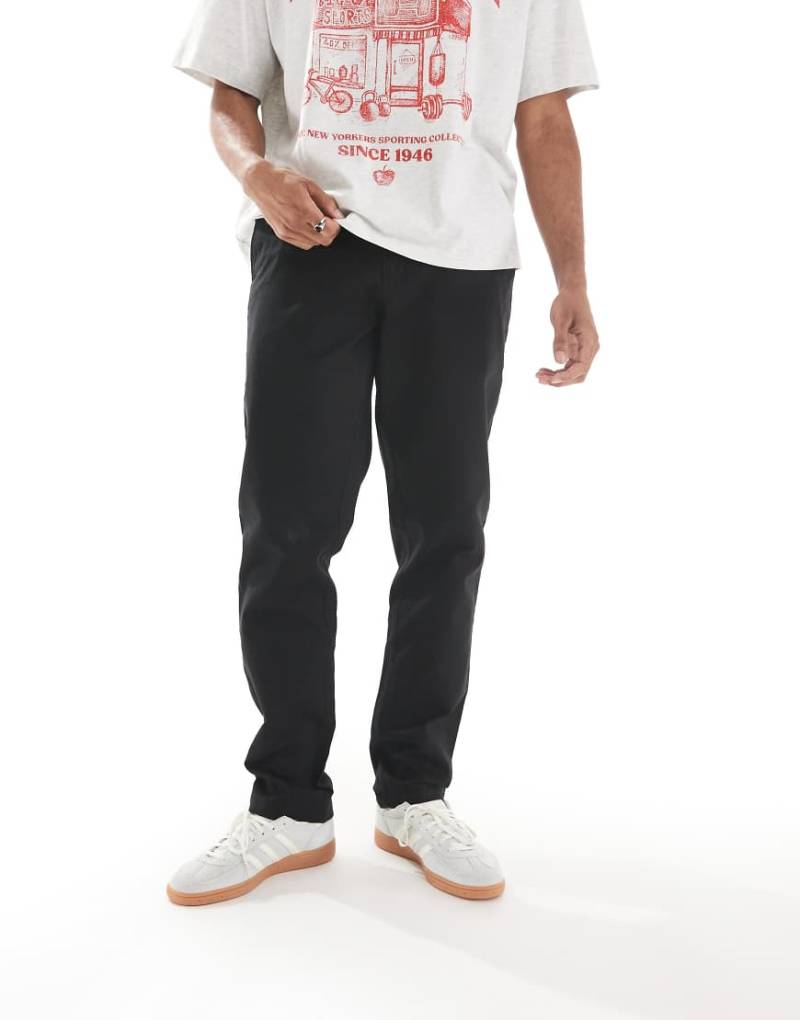 Farah - Norwood - Chinohose aus Hopsack-Stoff in Schwarz von Farah