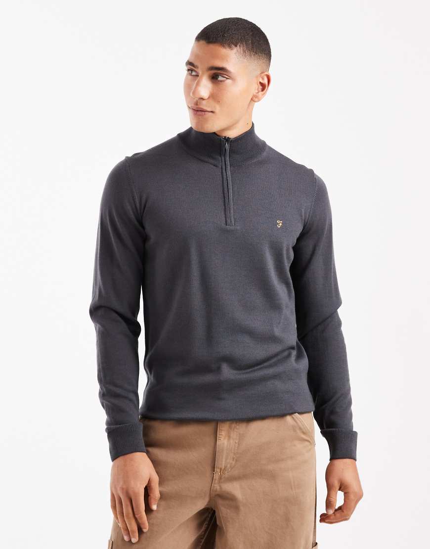 Farah - Redchurch - Pullover aus Merinowolle in Anthrazit-Grau von Farah