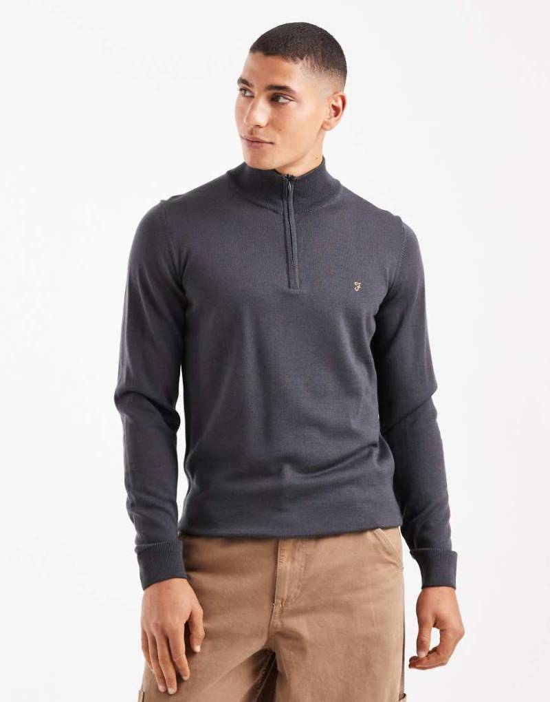 Farah - Redchurch - Pullover aus Merinowolle in Anthrazit-Grau von Farah