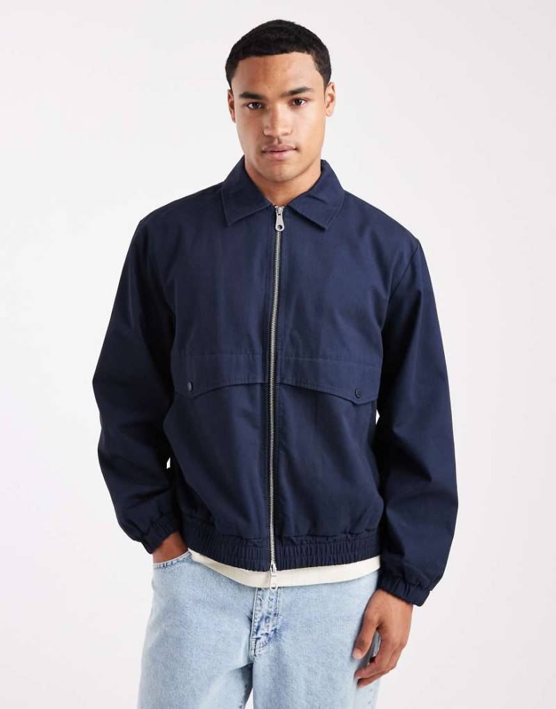 Farah - Tyler - Jacke aus Baumwolle in Marineblau mit durchgehendem Reißverschluss von Farah