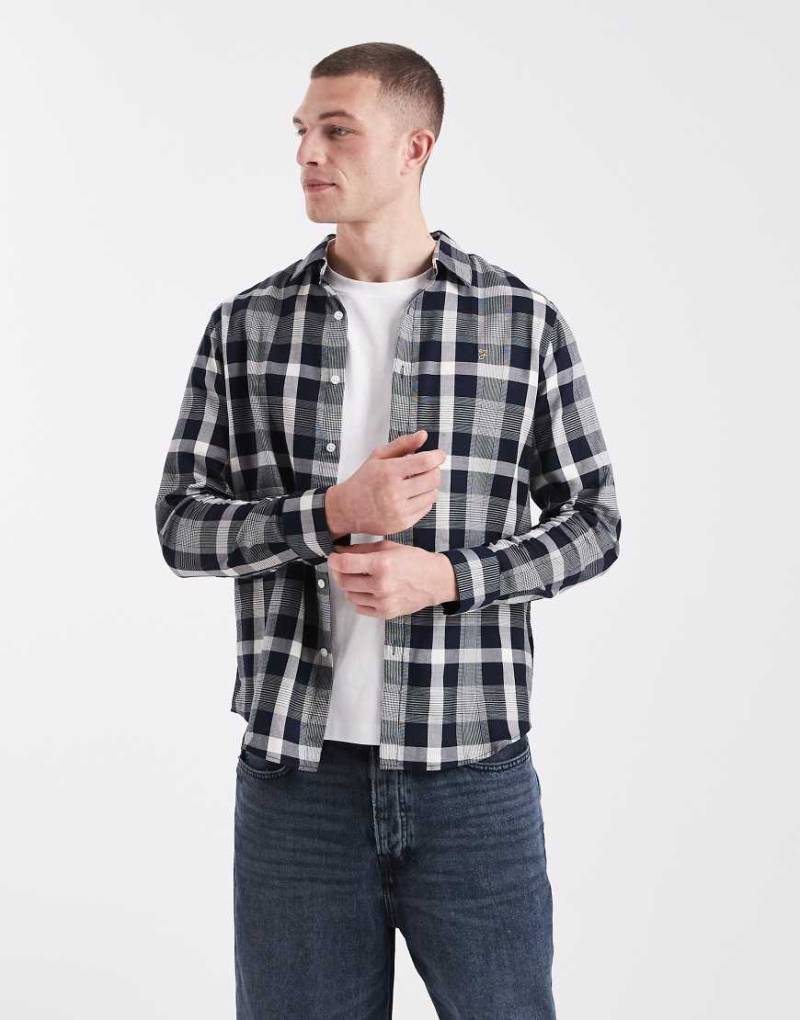 Farah - Weinand - Langärmliges, kariertes Hemd in Marineblau von Farah