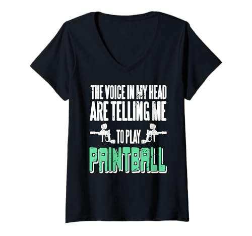 Damen Stimmen Sagen Paintball Spielen Kopf Taktik Spiel T-Shirt mit V-Ausschnitt Damen Stimmen Sagen Paintball Spielen Kopf Taktik Spiel T-Shirt mit V-Ausschnitt von Farbbattle Fans Mit Spaß Im Kopf