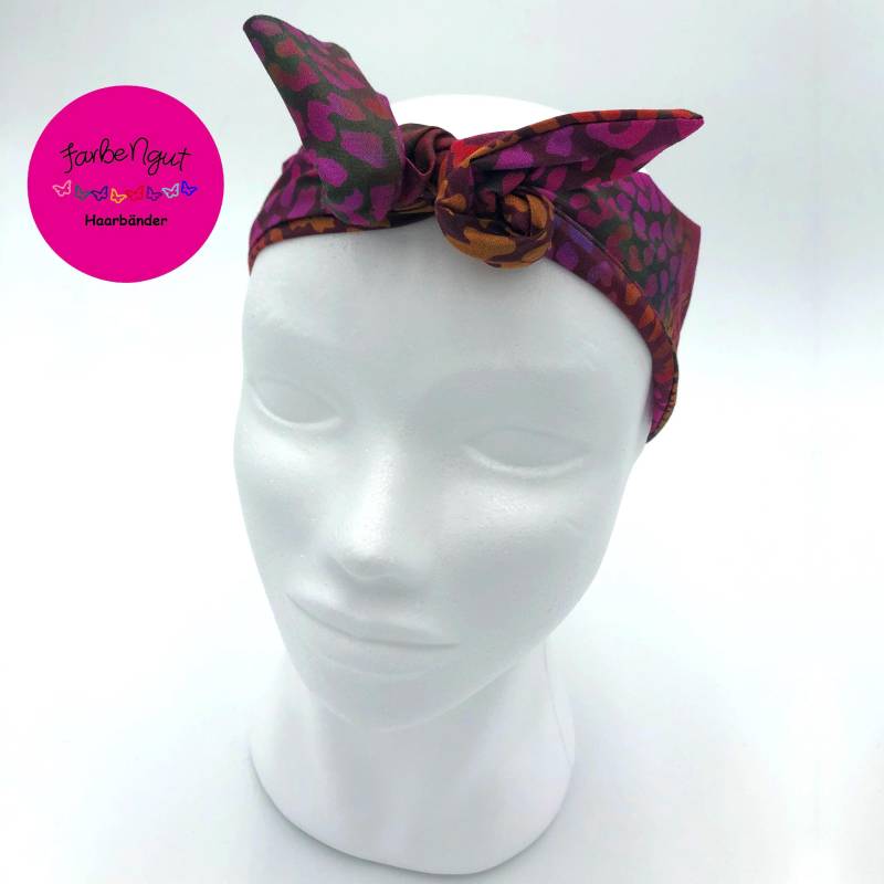 Modernes Damen Haarband Mit Draht - Leo-Batik-Bordeaux Design von FarbeNgut