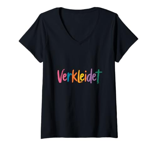 Damen Splash Verkleidet! Buntes Kostüm Party Karneval Fasching T-Shirt mit V-Ausschnitt Damen Splash Verkleidet! Buntes Kostüm Party Karneval Fasching T-Shirt mit V-Ausschnitt von Farbenfrohe Verkleidung
