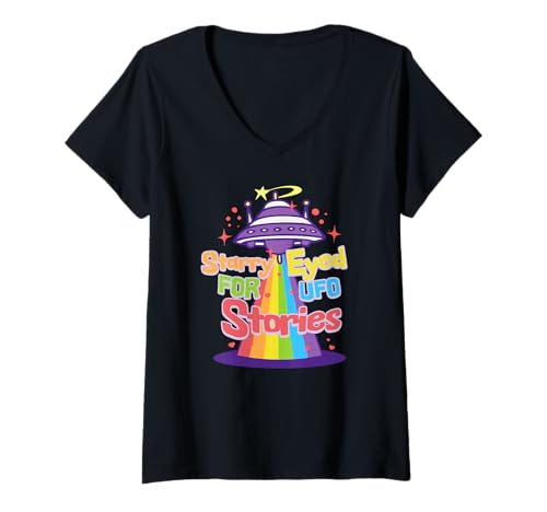 Damen Sternenblick für Alien Geschichten Cartoon Lustig T-Shirt mit V-Ausschnitt Damen Sternenblick für Alien Geschichten Cartoon Lustig T-Shirt mit V-Ausschnitt von Farbenfroher Weltraum Spaß Fanartikel