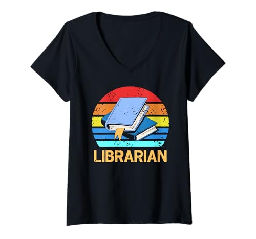 Damen Bibliothekar Retro Vintage Stil Bücherlesen Stolz T-Shirt mit V-Ausschnitt Damen Bibliothekar Retro Vintage Stil Bücherlesen Stolz T-Shirt mit V-Ausschnitt von Farbige Leser Bücherliebhaber Kreis Vibe