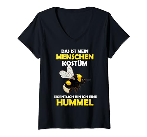 Damen Hummel Karneval Kostüm Helau Fasching Mensch Kostüm T-Shirt mit V-Ausschnitt Damen Hummel Karneval Kostüm Helau Fasching Mensch Kostüm T-Shirt mit V-Ausschnitt von Farbiges Kölner Fasnacht Tiere Konfetti Geschenk