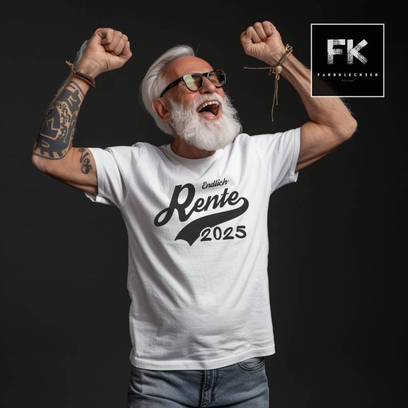 Endlich Rente 2025 | Abschiedsgeschenk Kollege Geht in Opa Geschenk Zum Ruhestand T-Shirt Renteneintritt von Farbkleckser