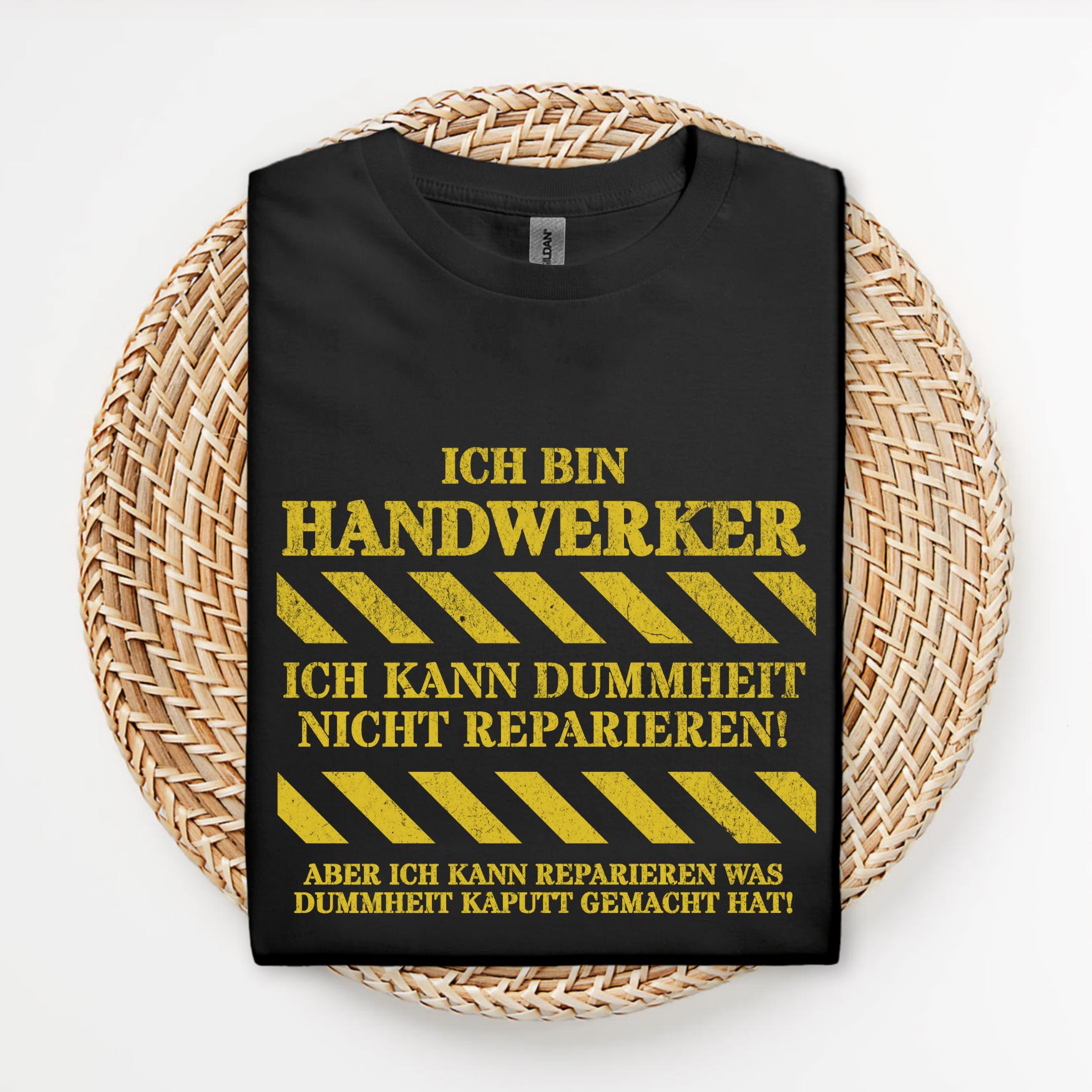 Handwerker T-Shirt Dummheit Nicht Reparieren - Lustiges Spruchshirt Mit Warnstreifen Geschenk Für Und Bauarbeiter von Farbkleckser