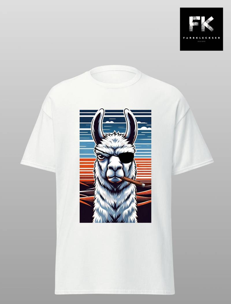 Lama Mit Augenklappe T-Shirt | Cooles Partyshirt Geschenk Für Partytier Coole Tshirts Idee Alpaka No Drama von Farbkleckser