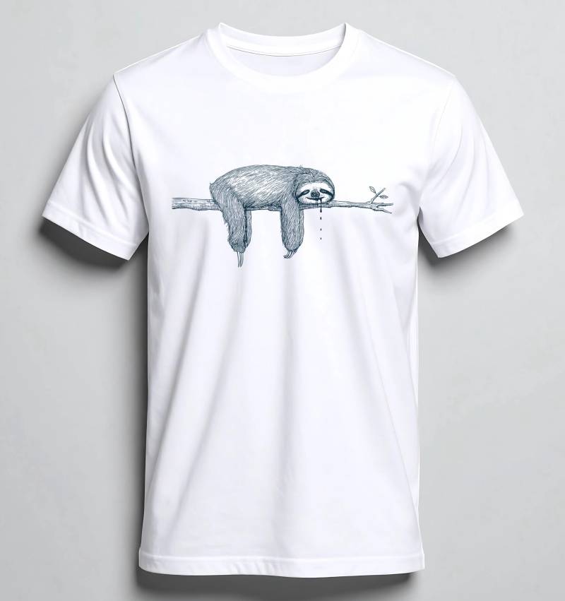 Lustiges Faultier T-Shirt Unisex Witziges Tiermotiv Mit Sabberndem - Fun Shirt Geschenkidee Für Frauen Männer, Humor Sprüche von Farbkleckser