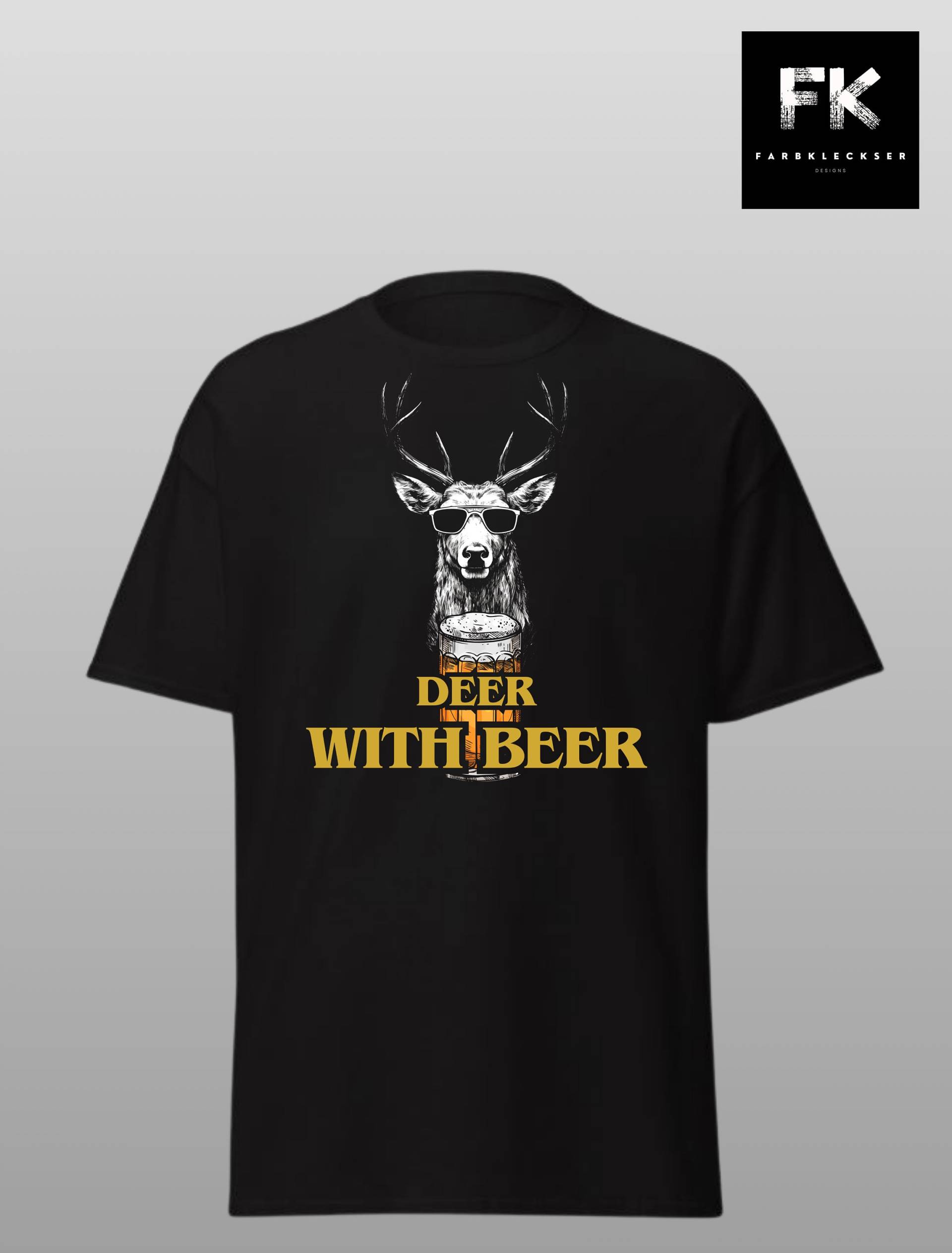 Partyshirt Für Biertrinker - Deer With Beer Kneipentour Vatertag Geschenkidee Herrentag Geschenk Bollerwagen Bier T-Shirt Sauftour von Farbkleckser