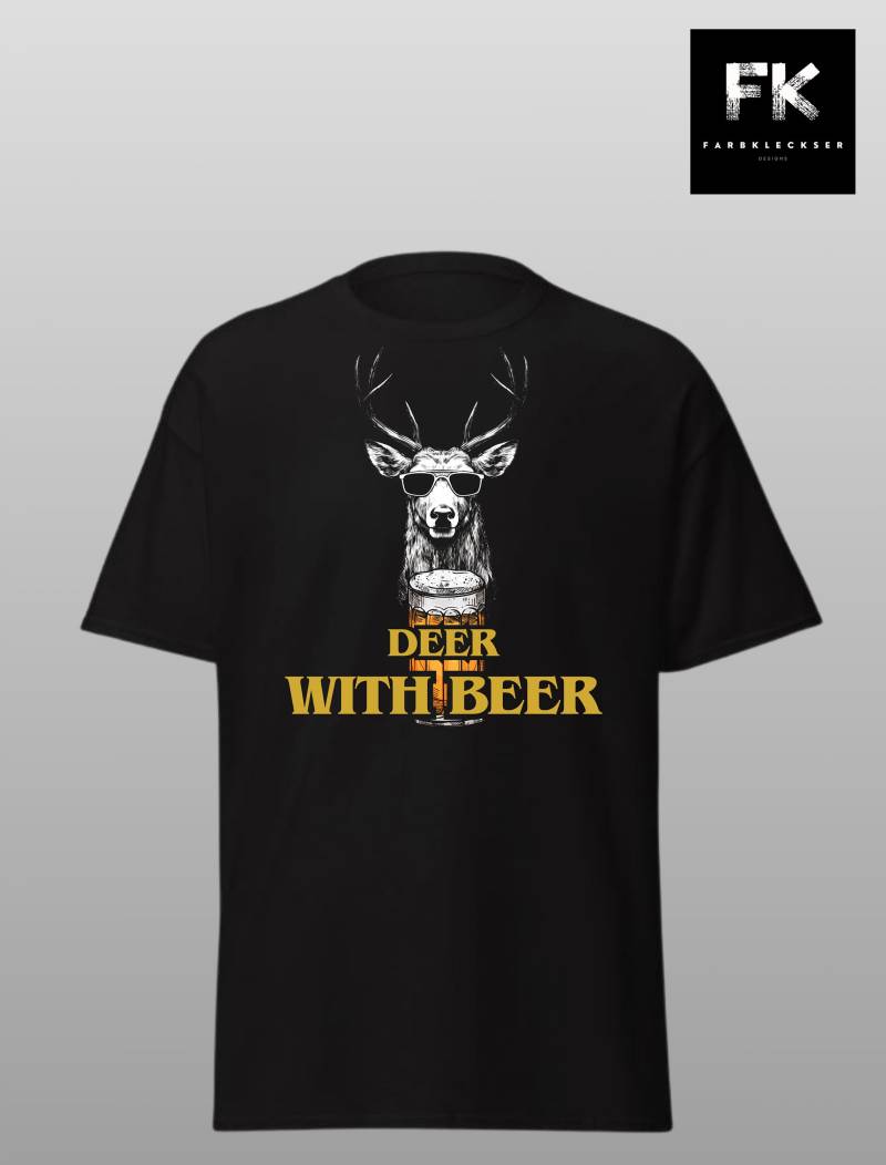 Partyshirt Für Biertrinker - Deer With Beer Kneipentour Vatertag Geschenkidee Herrentag Geschenk Bollerwagen Bier T-Shirt Sauftour von Farbkleckser