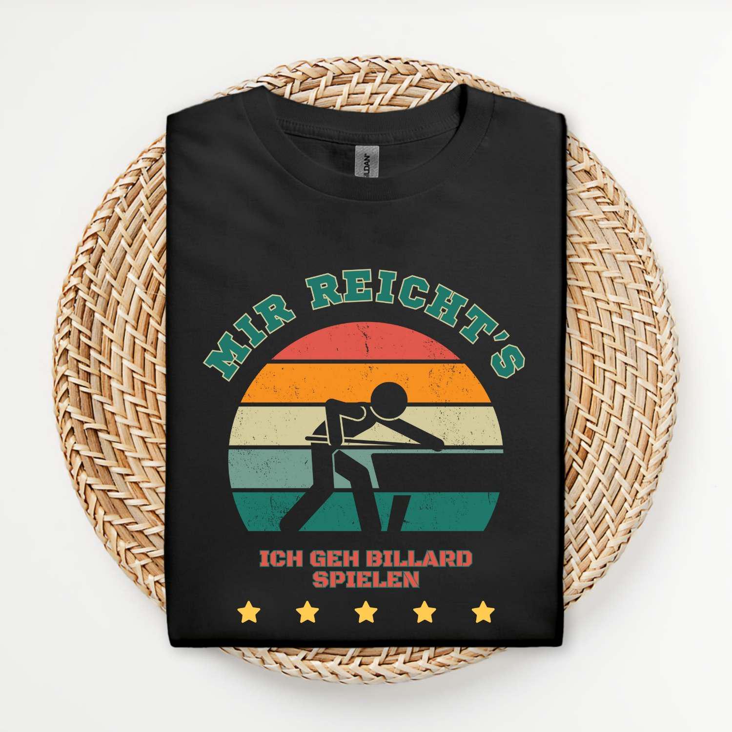 Vintage Billard T-Shirt Pool Snooker Schwarze Acht Eightball Billardspieler Geschenk Billardtournier 8 Shirt Schwarz von Farbkleckser