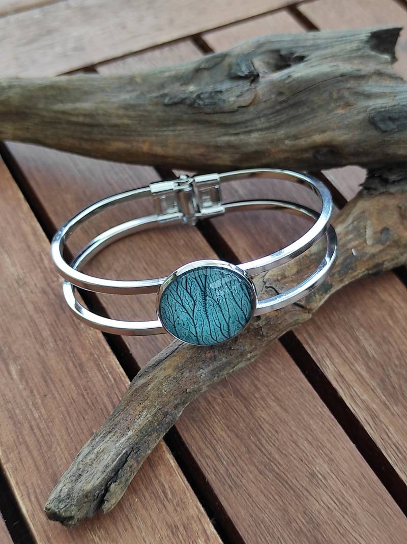 Armreif Mit Mintfarbenem Schmuckstein, Armspange, Türkis von FarbrauschOL