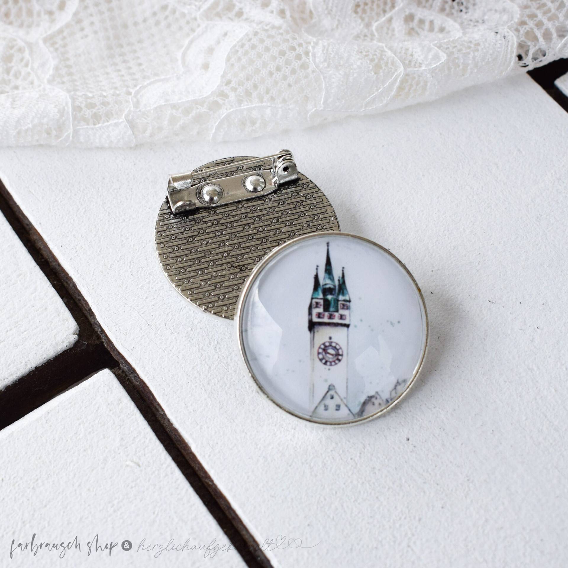 Anstecker | „Stadtturm Straubing" von FarbrauschShop