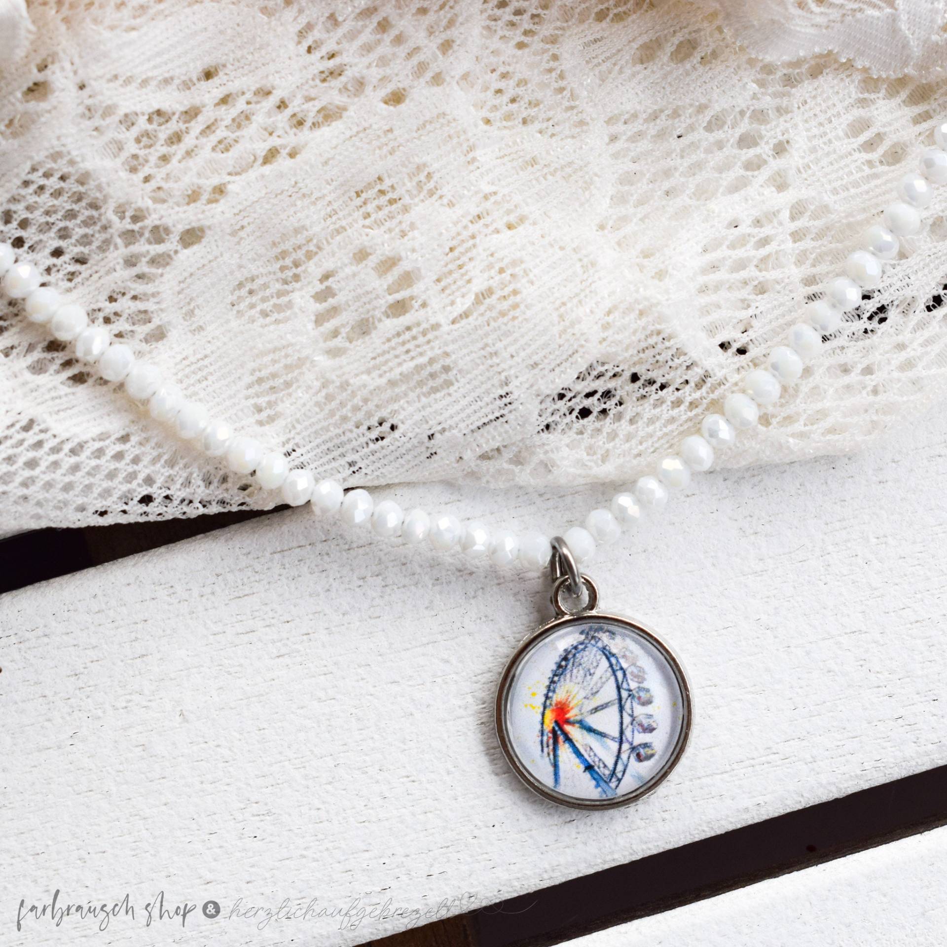 Halskette | „Riesenrad" Weiß Neue Version von FarbrauschShop