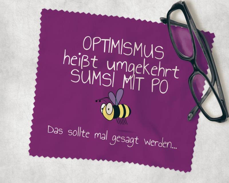 Brillenputztuch Optimismus Heiß Umgekehrt Sumsi Mit Po Biene Displaytuch Gläser Reinigung Tuch Bedruckt Mikrofaser Cleaning Handmade von Farbwuselei