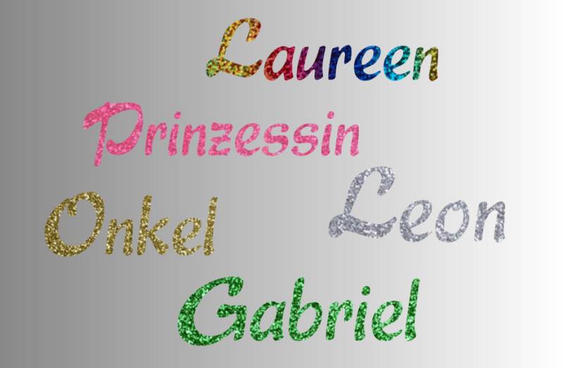 Bügelbild Name Wunschname Glitzer Individuell Bügelbild Name Wunschname Glitzer Individuell von Farbwuselei