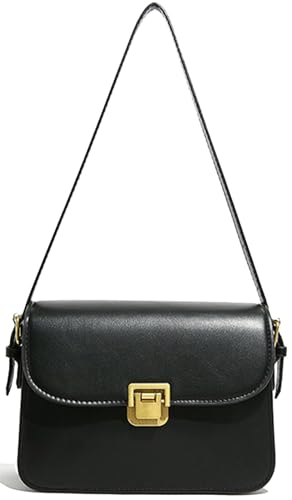 Farcauo Damen Umhängetasche Kleine Schulterriemen Crossbody Bag Damen Pu Leder Crossbody Bag Mode Retro Schwarz Handtasche Multikompartiment 2 Abnehmbar Gurt von Farcauo