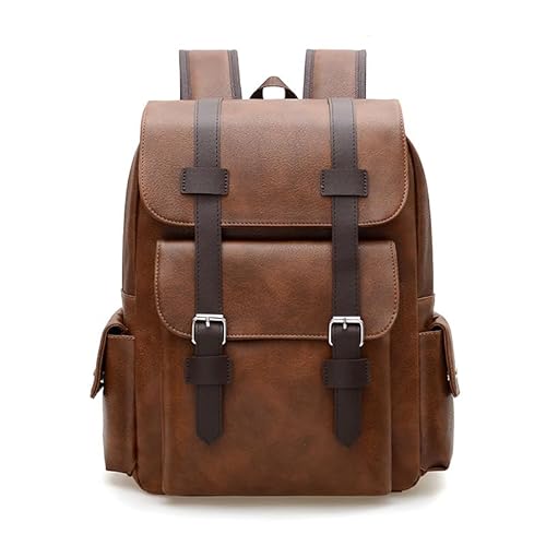 Farcauo Herren-Laptop-Rucksack 15,6 Zoll Computertasche Reiserucksack Kunstleder Business-Arbeitsrucksack Hellbraun Handtasche College-Rucksack Herren-Tagesrucksack von Farcauo
