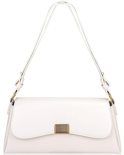 Farcauo Kleine Geldbörsen für Frauen Vintage Umhängetaschen Tote Handtaschen für Frauen Trendy Crossbody Bag mit verstellbarem Riemen PU Leder Umhängetasche Weiß Clutch Geldbörse von Farcauo