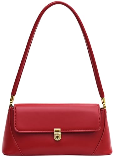 Farcauo Kleine Umhängetasche Für Damen Vintage Handtasche Taschen Schultertasche Damen Klein Pu Leder Clutch y2k Shoulder Bag Rot Mini Achsel Tasche von Farcauo