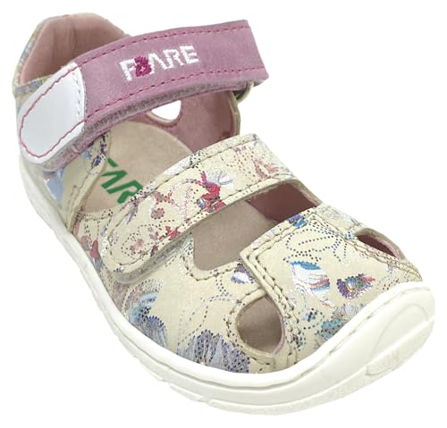 Fare Bare Barfußschuhe/Leder Halbsandalen Cremé Glitzer gemustert oder Navy A Linie (Creme, Rosa Glitzer, EU Schuhgrößensystem, Grundschulkind, Numerisch, M, 30) von Fare Bare