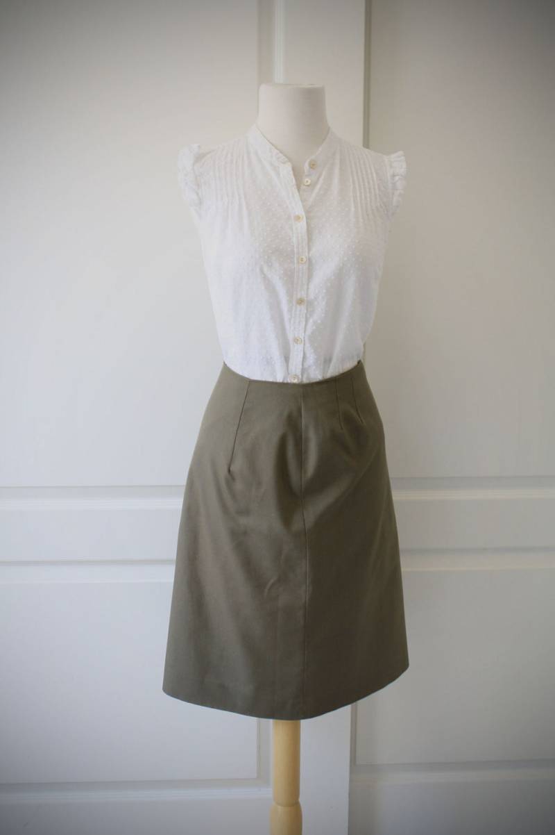 60Er Jahre Miss Pat Koratron Olivgrün Rock von FareTheeWellVintage