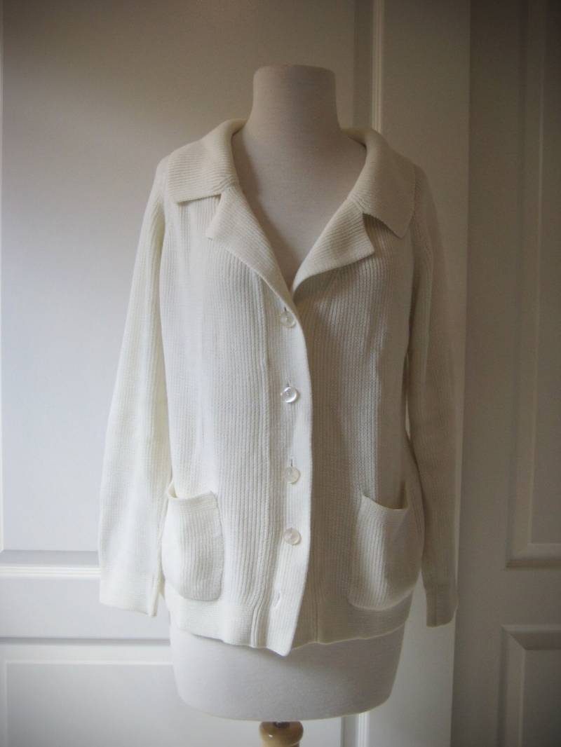 70Er Jahre Creme Sears Strickjacke von FareTheeWellVintage