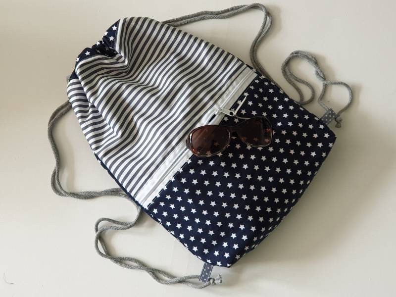 Turnbeutel Reißverschluss Wasserabweisend Rucksack Damen Anker Marineblau Gestreift von FareimliHandmadeShop