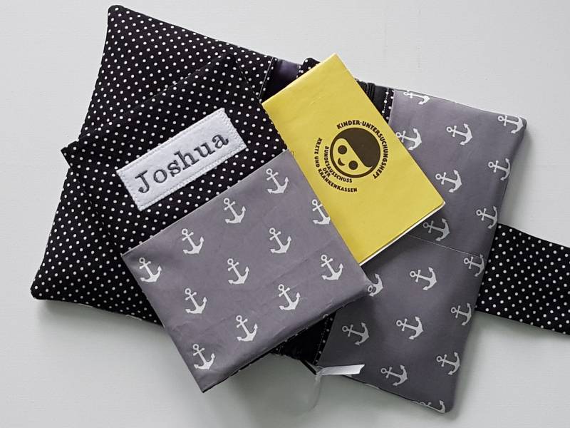 U-Heft Hülle Mit Impfpassfach Personalisiert I Geburtsgeschenk Mädchen Junge Passender Windeltasche/Wickeltasche Möglich Anker Grau von FareimliHandmadeShop